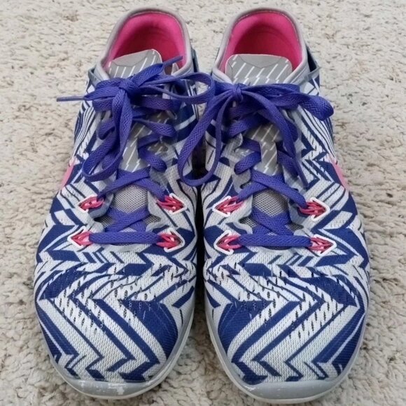 Nike Free 5.0 TR FIT 5 PRT Women’s Purple Geometric Colorful Running Shoes Sz 8 - Picture 2 of 10